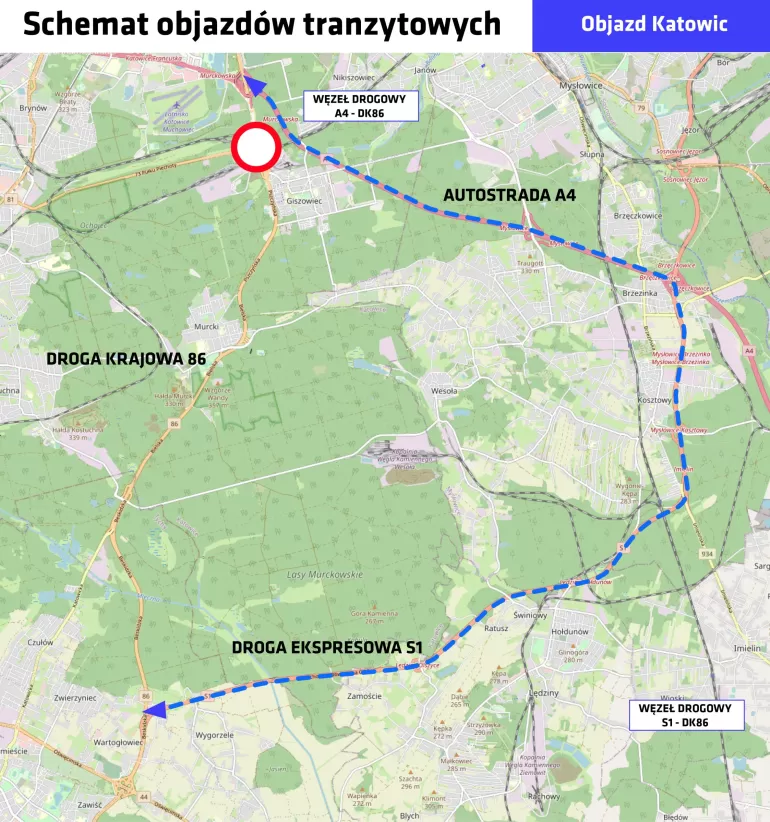 Ruch na Drodze Krajowej nr 86 w Katowicach wróci do końca września