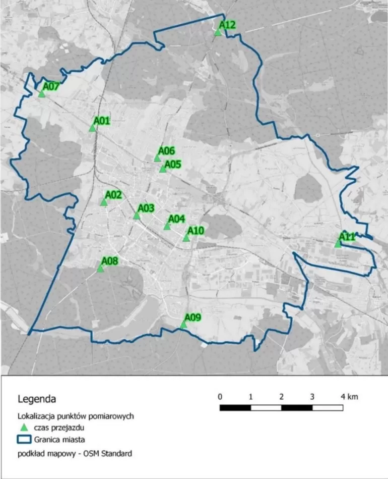 its, lokalizacja punktów pomiarowych