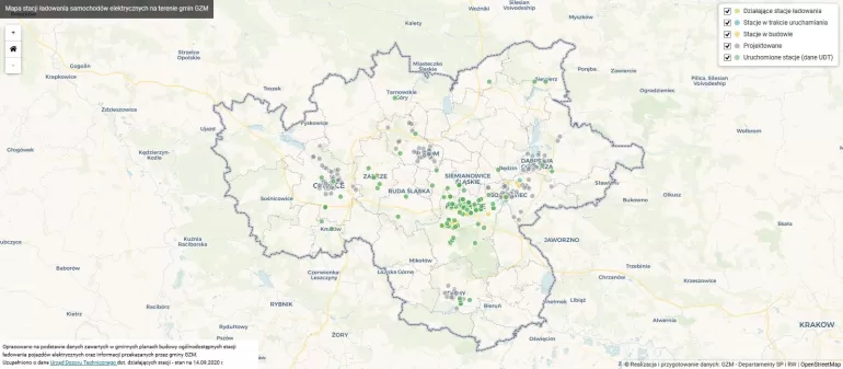 Mapa stacji ładowania pojazdów elektrycznych