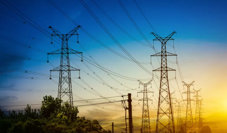 prąd, słup energetyczny, linie wysokiego napięcia