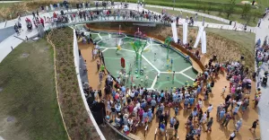 Wodny plac zabaw w Parku Jaworek z lotu ptaka - 08.08.2024