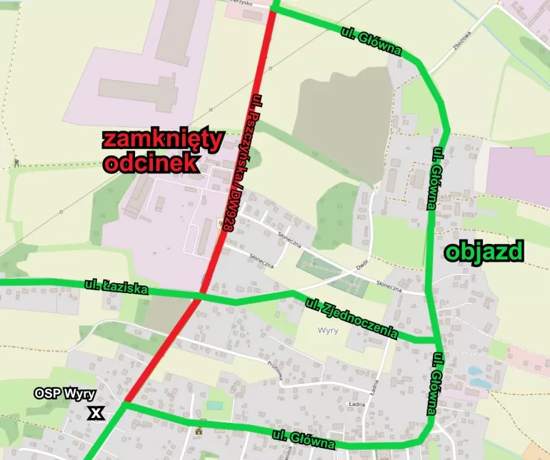 Zamknięcie odcinka ul. Pszczyńskiej w Wyrach